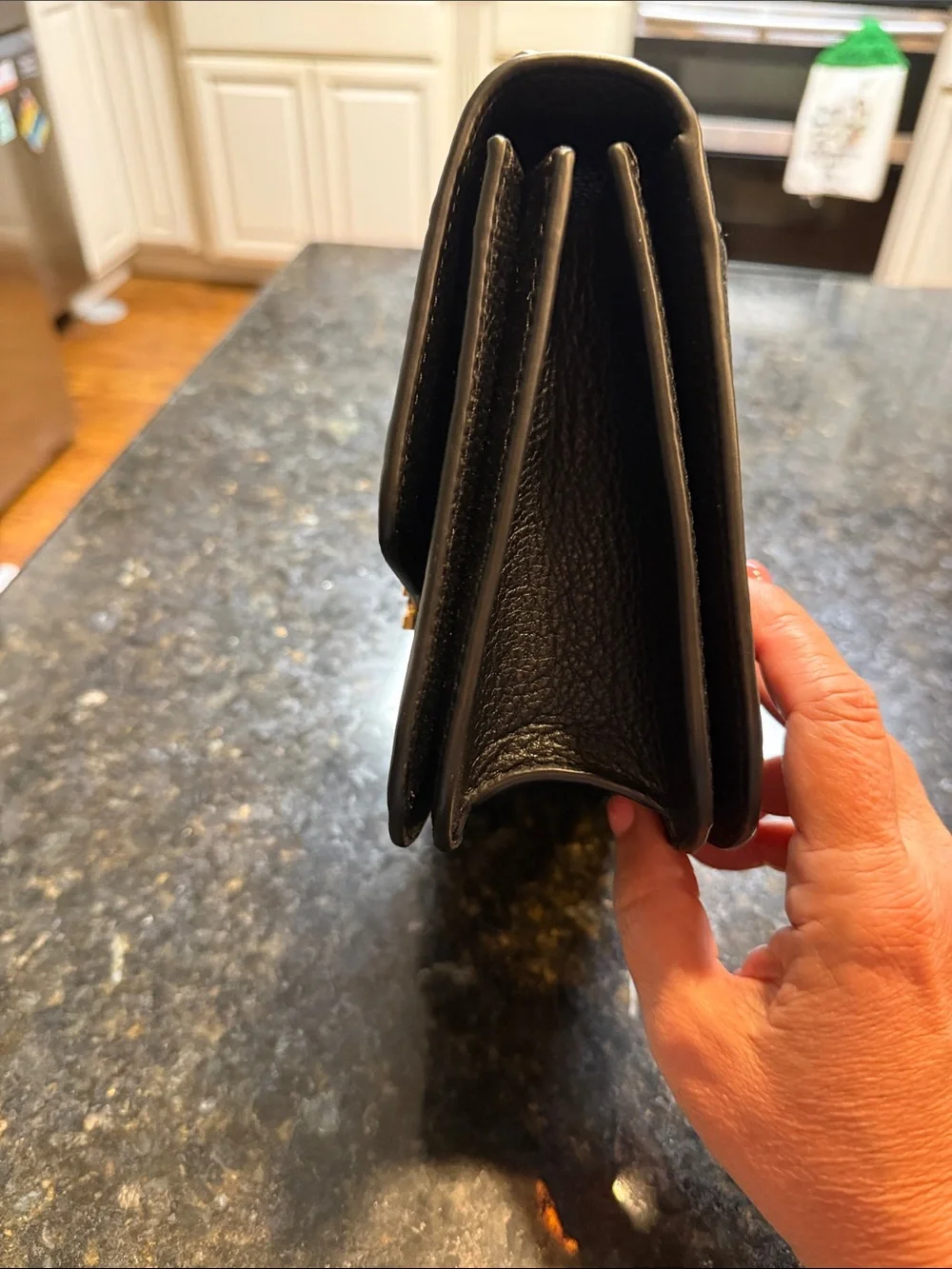 Tory Burch Black Pebbled Leather Crossbody with Gold Chain